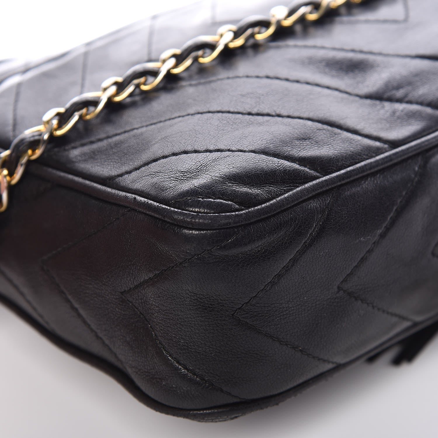 Chanel Lambskin Chevron Quilted Tassel Camera Case Black 11 of 16