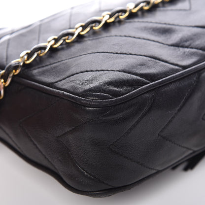 Chanel Lambskin Chevron Quilted Tassel Camera Case Black 11 of 16
