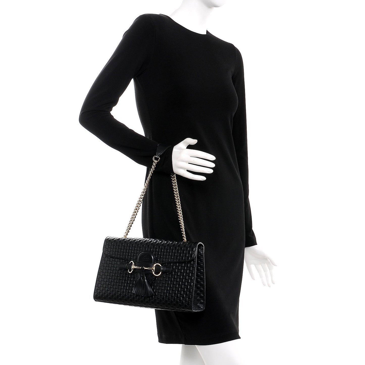Microguccissima Medium Emily Chain Shoulder Bag Black