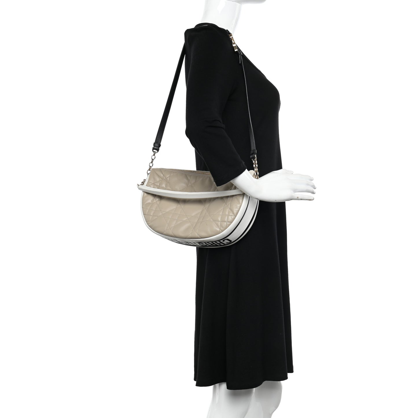 Lambskin Cannage Medium Dior Vibe Hobo Bag Beige