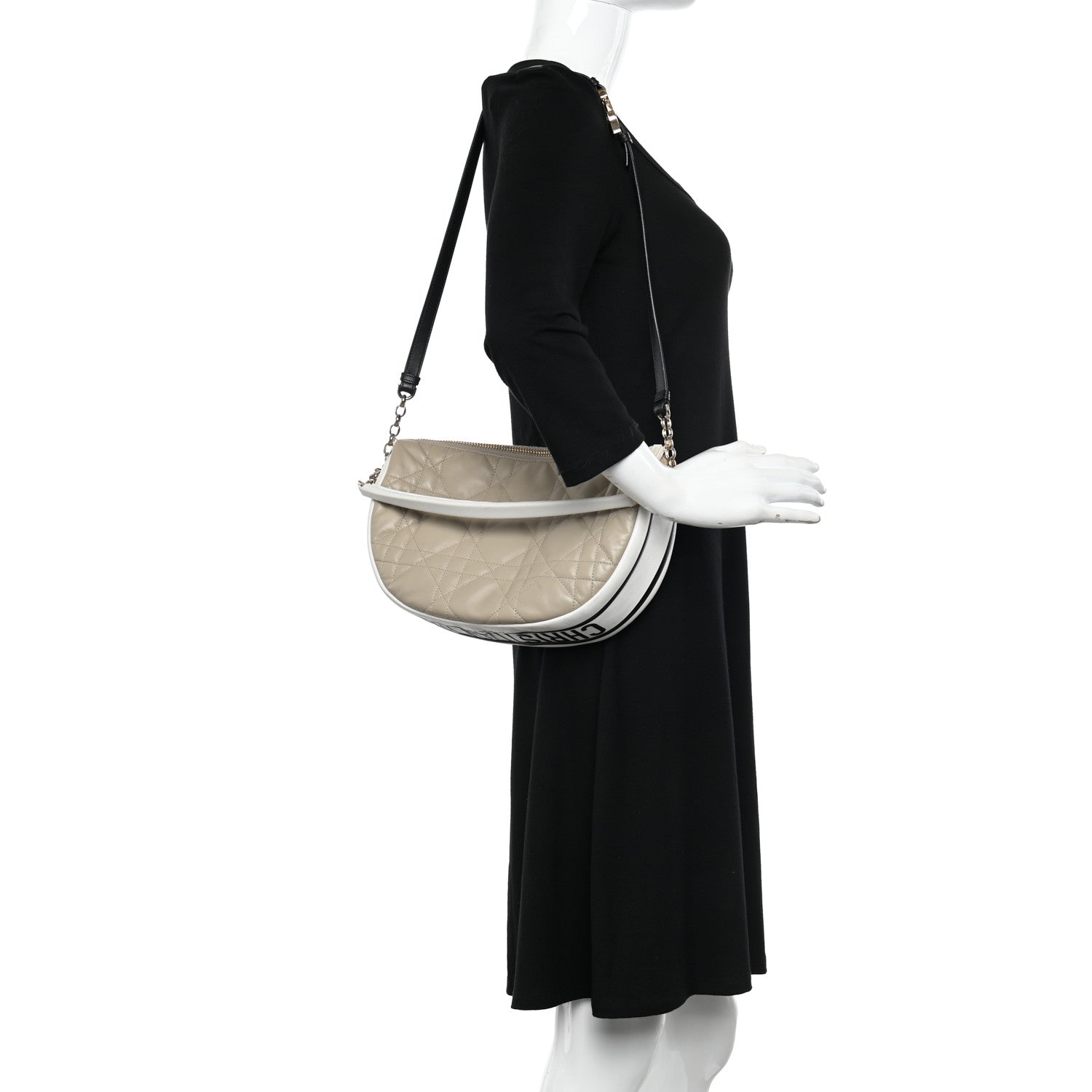 Christian Dior Lambskin Cannage Medium Dior Vibe Hobo Bag Beige 2 of 12