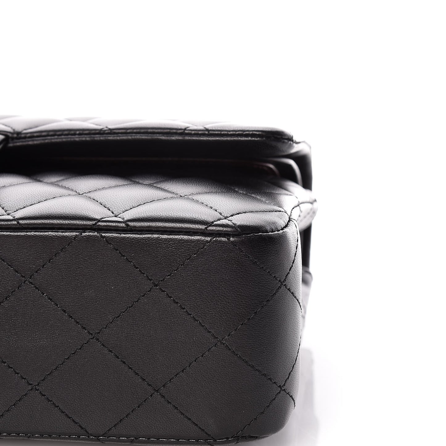 Lambskin Quilted Medium Double Flap Black