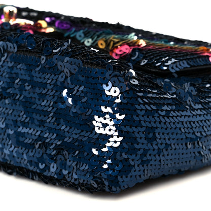 Chanel Sequin Medium Single Flap Blue Black Multicolor 11 of 11