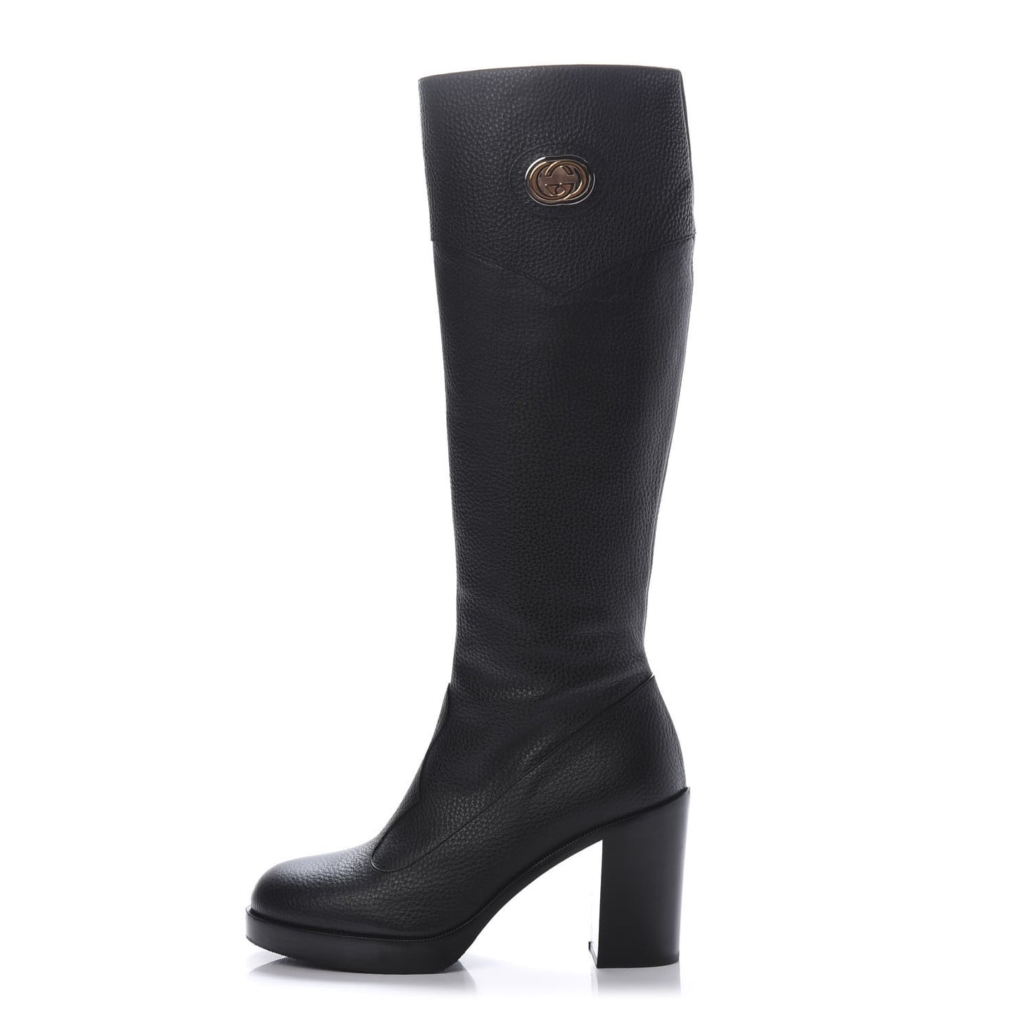 Austin Calfskin Interlocking G Knee High Boots 37 Black