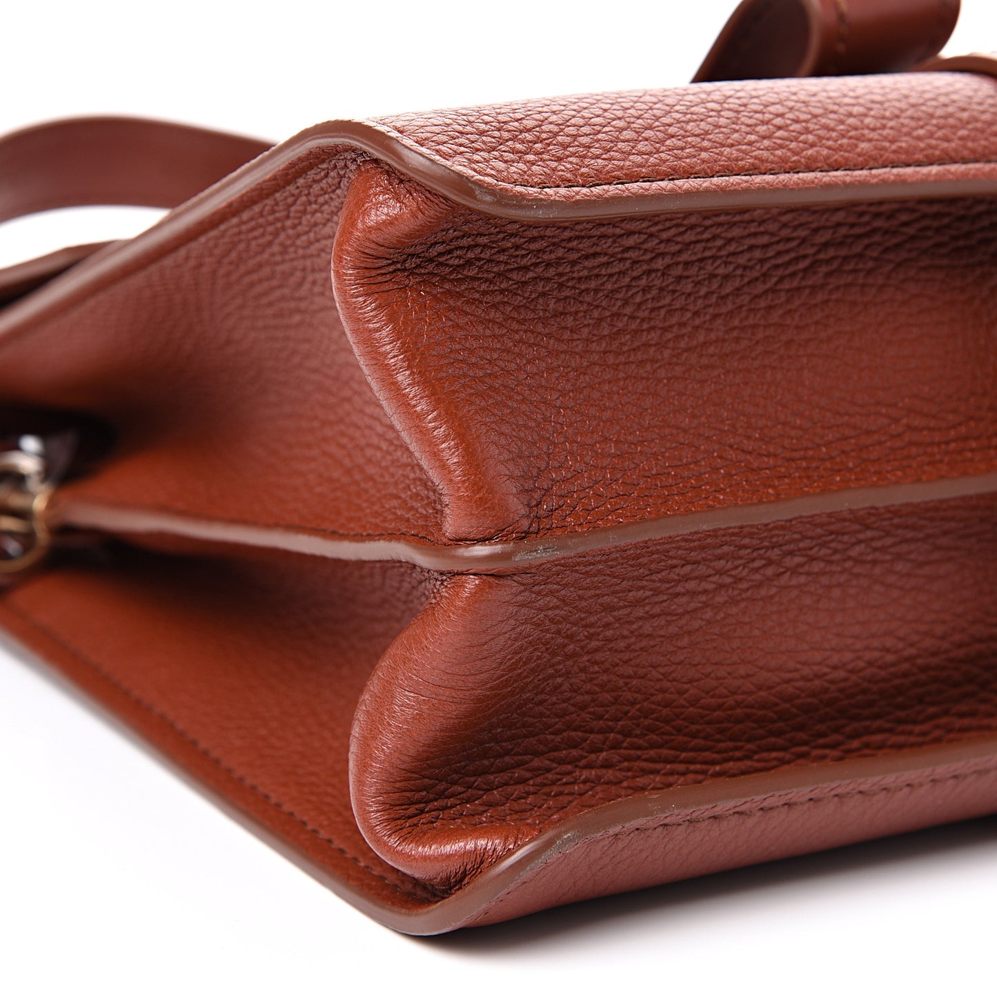 Shiny Grained Calfskin Medium Aby Day Shoulder Bag Sepia Brown