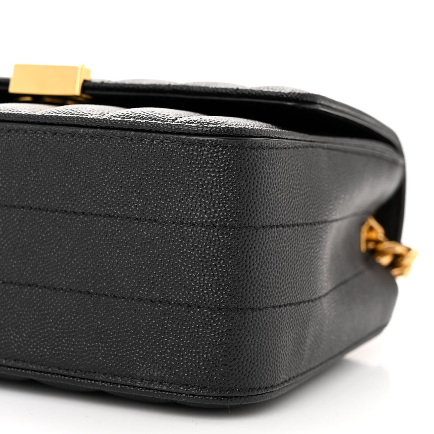 Grain De Poudre Matelasse Monogram Medium Vicky Chain Bag Black