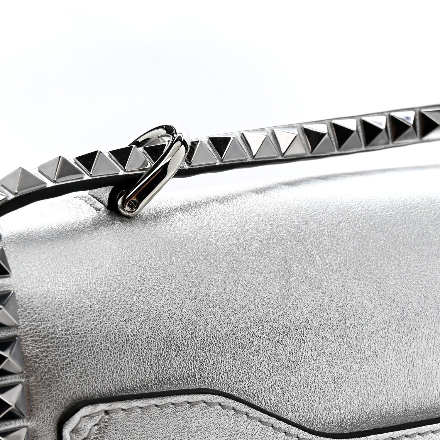 Valentino Garavani Metallic Calfskin Small Rockstud No Limit Shoulder Bag Silver 12 of 12