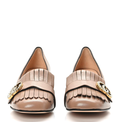 Gucci Malaga Kid Pearly GG Marmont Fringe 50mm Loafer Pumps 38 Porcelain Rose 2 of 8
