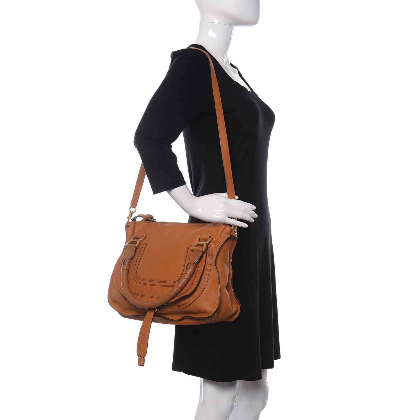 Calfskin Medium Marcie Satchel Light Tan