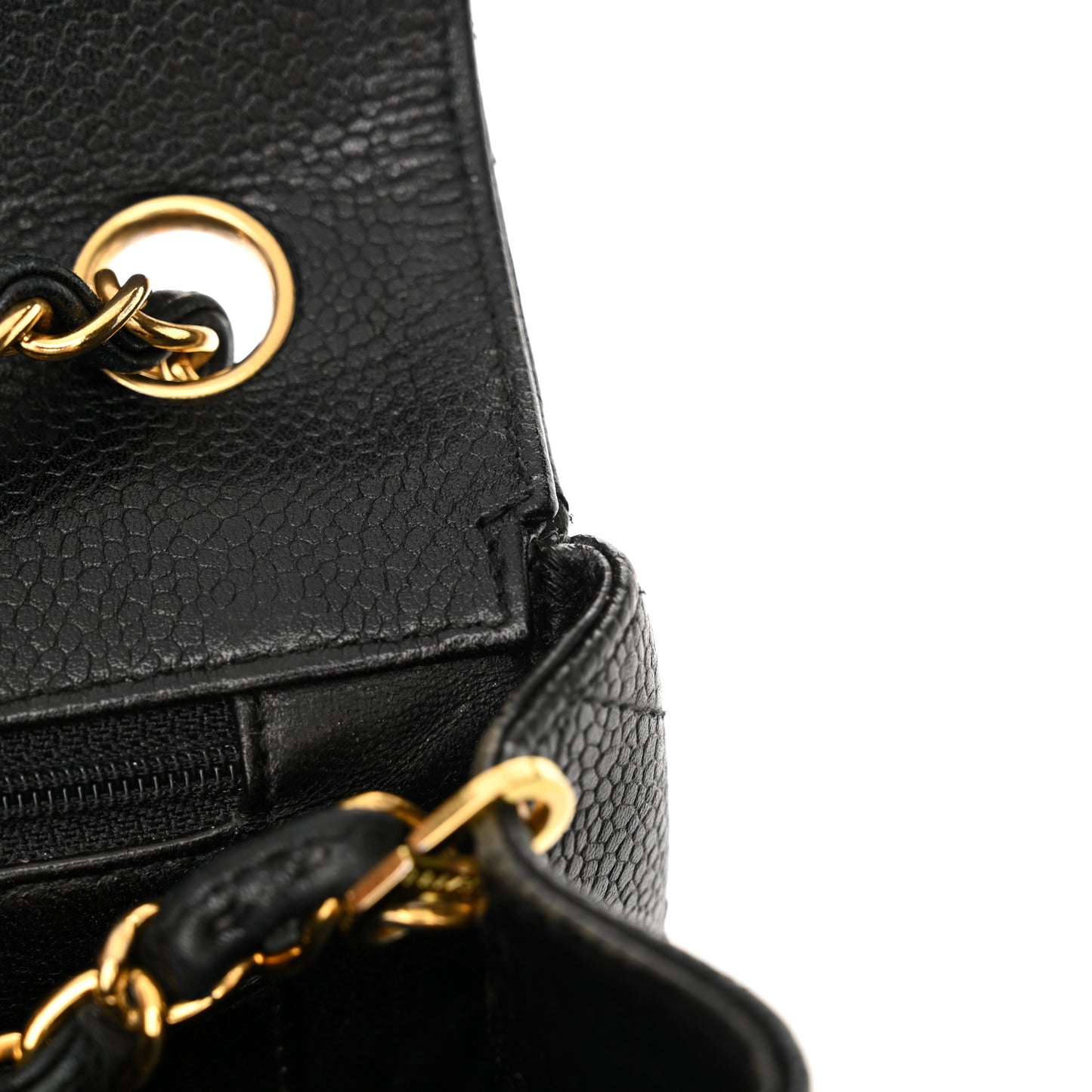 Caviar Quilted Flap Shoulder Bag Black