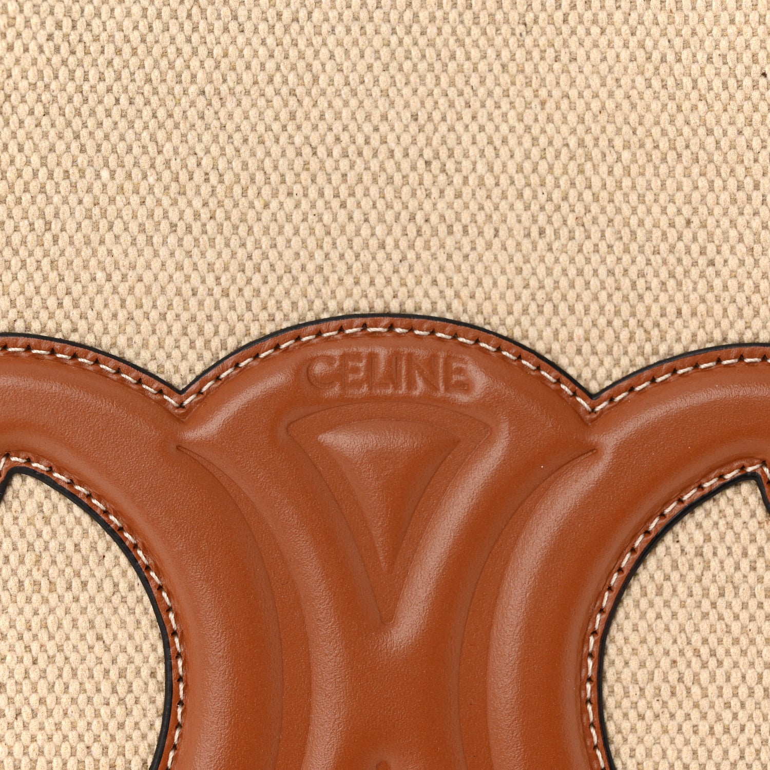 Celine Canvas Calfskin Triomphe Small Bucket Bag Vanilla Tan 6 of 12