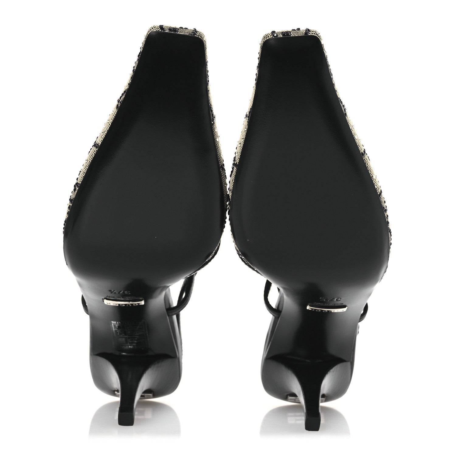 Gucci GG Monogram Malaga Kid Crystal Square G 75mm Slingback Pumps 37.5 Beige Blue 7 of 15