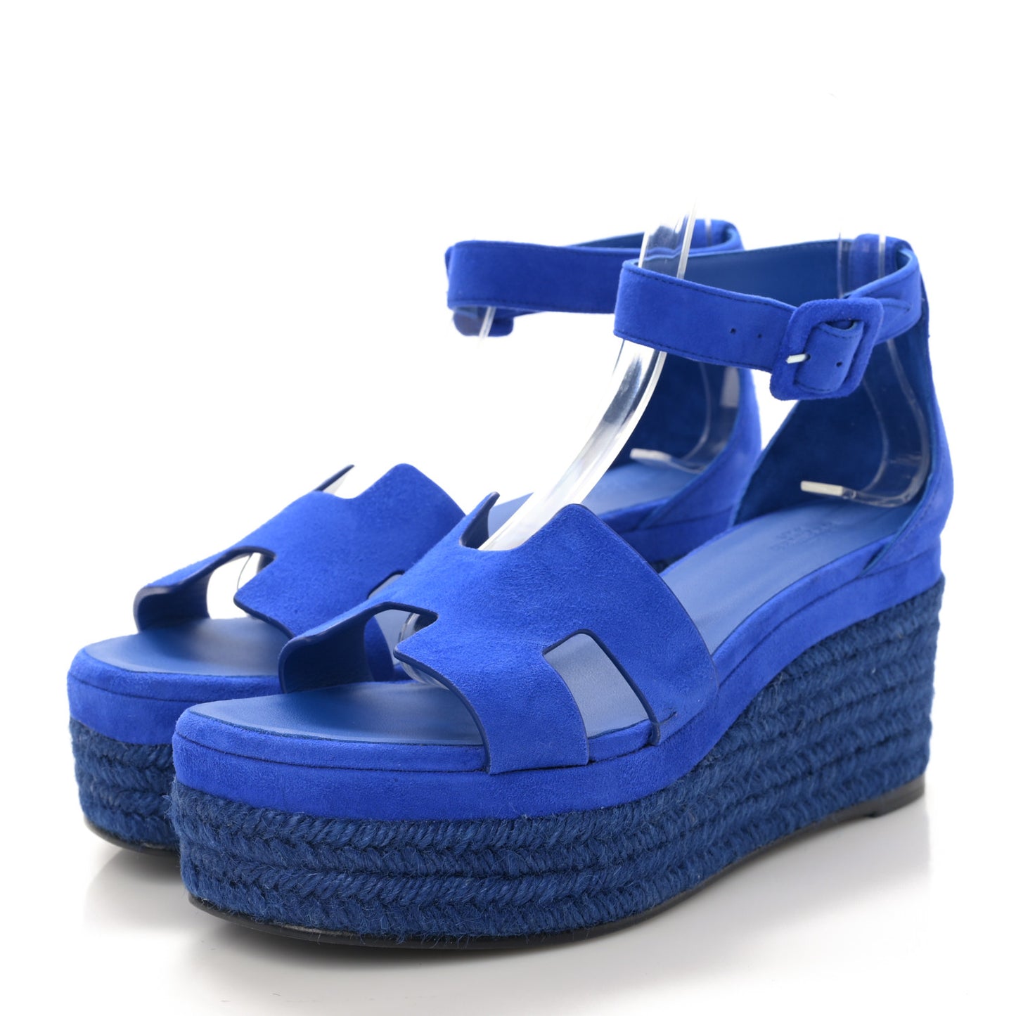 Suede Elda Espadrille Wedge Sandals 38 Bleu Océan