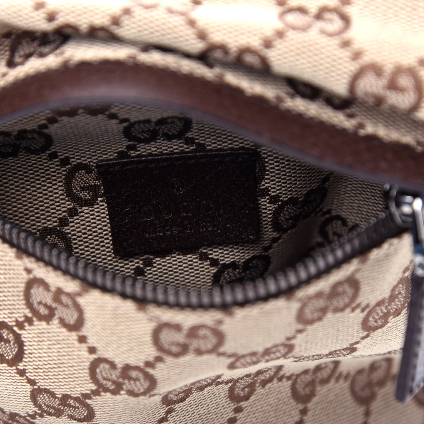 GG Monogram Double Pocket Belt Bag Dark Brown