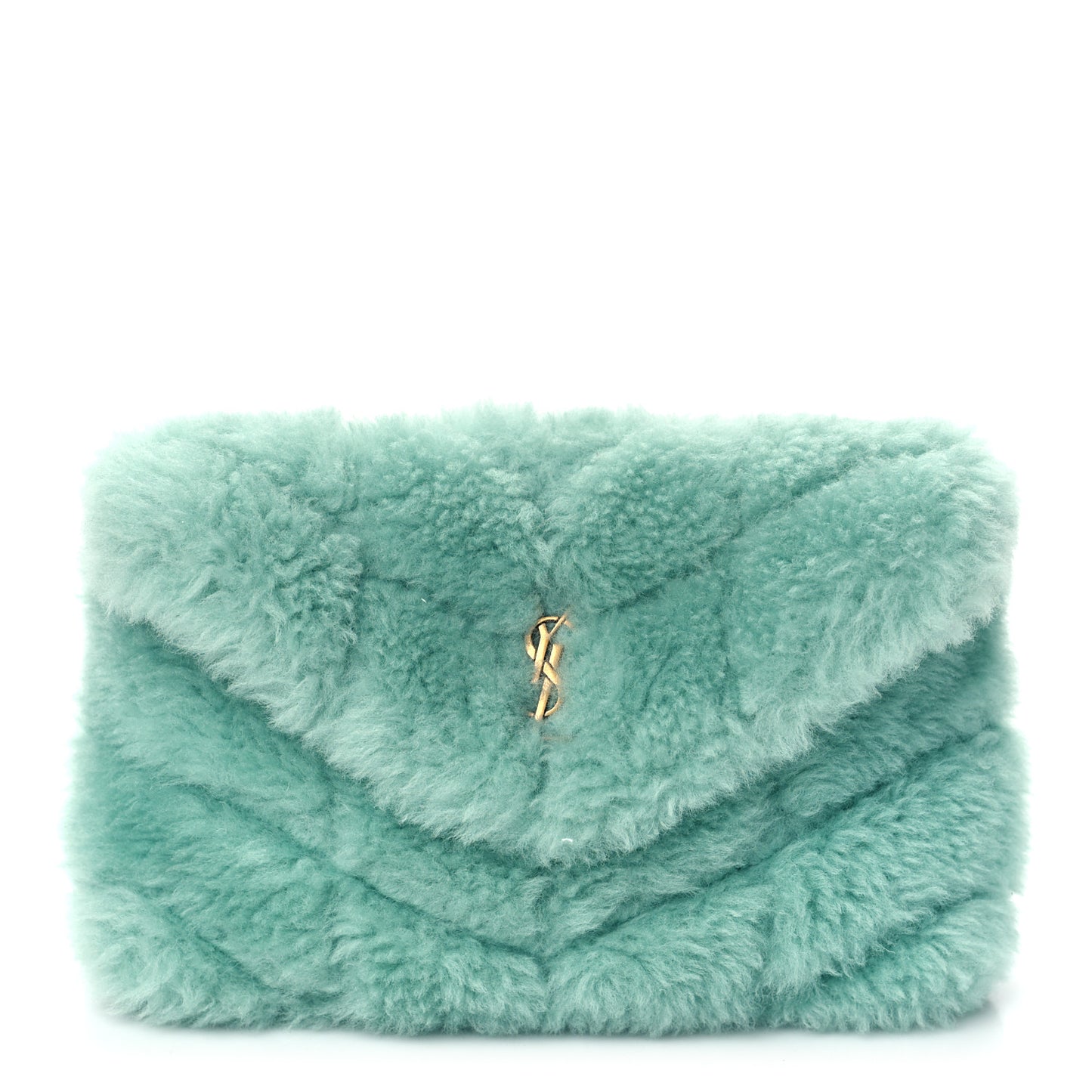 Shearling Quilted Monogram Loulou Puffer Pouch Clutch Iced Mint