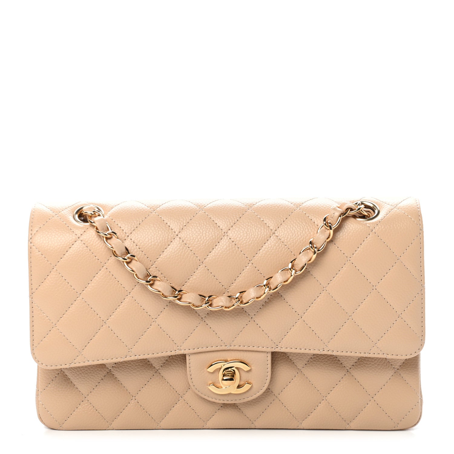Chanel Caviar Quilted Medium Double Flap Beige 1 of 8
