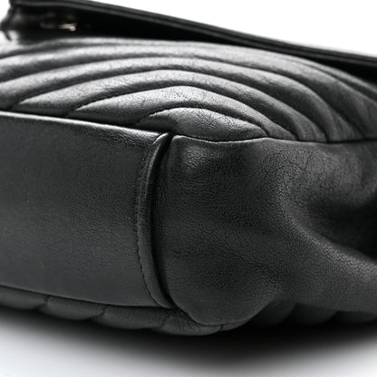 Saint Laurent Sheepskin Matelasse Chevron Monogram Medium College Bag Black 10 of 13