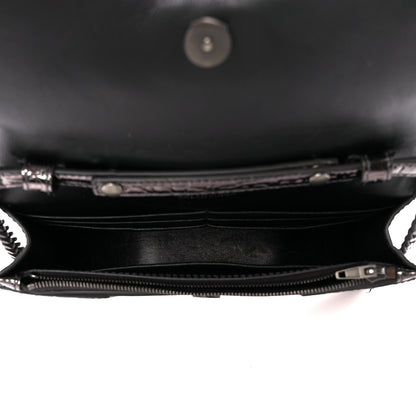 Balenciaga Shiny Calfskin Crocodile Embossed Hourglass Chain Bag Gunmetal 5 of 9