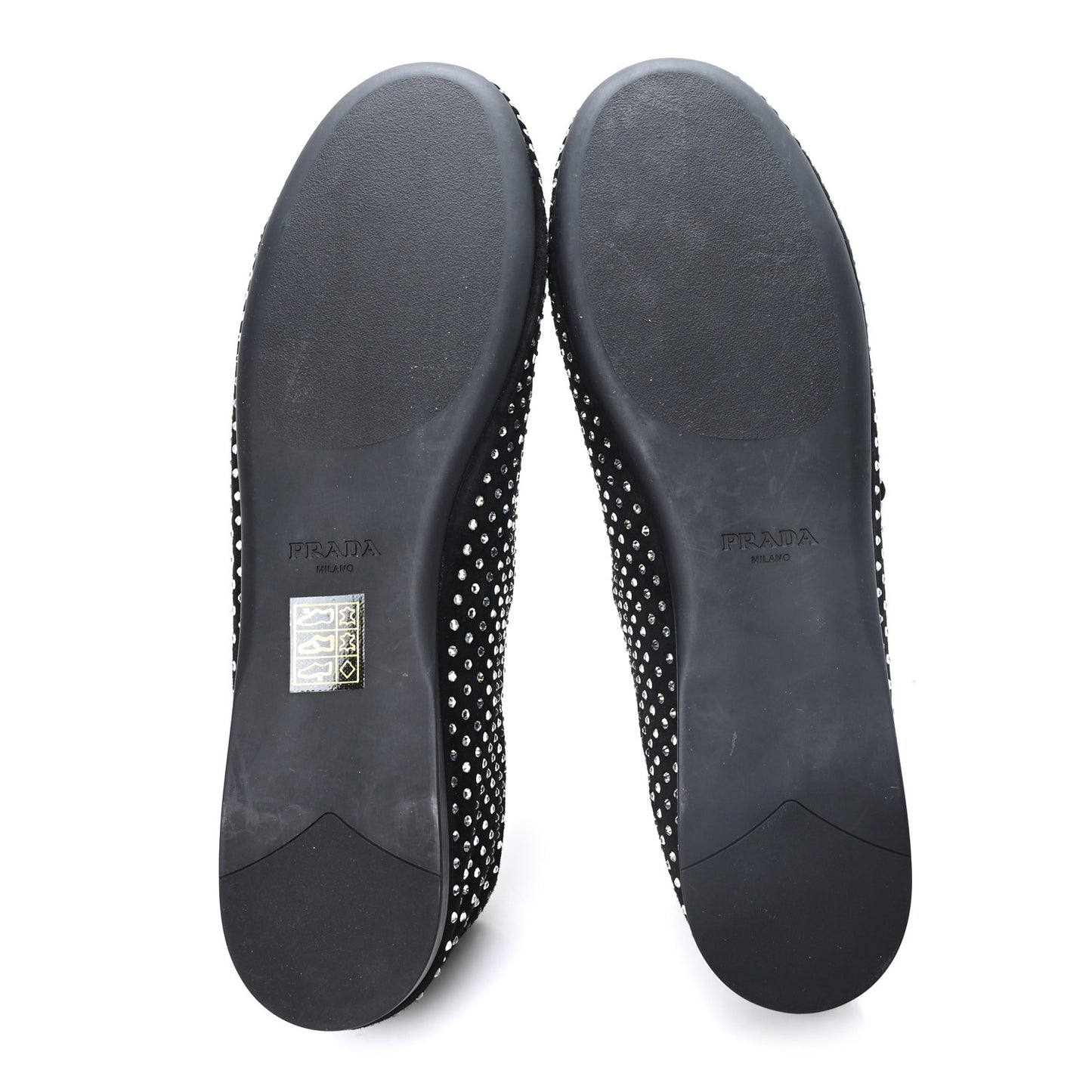 Suede Crystal Ballerina Flats 40 Black