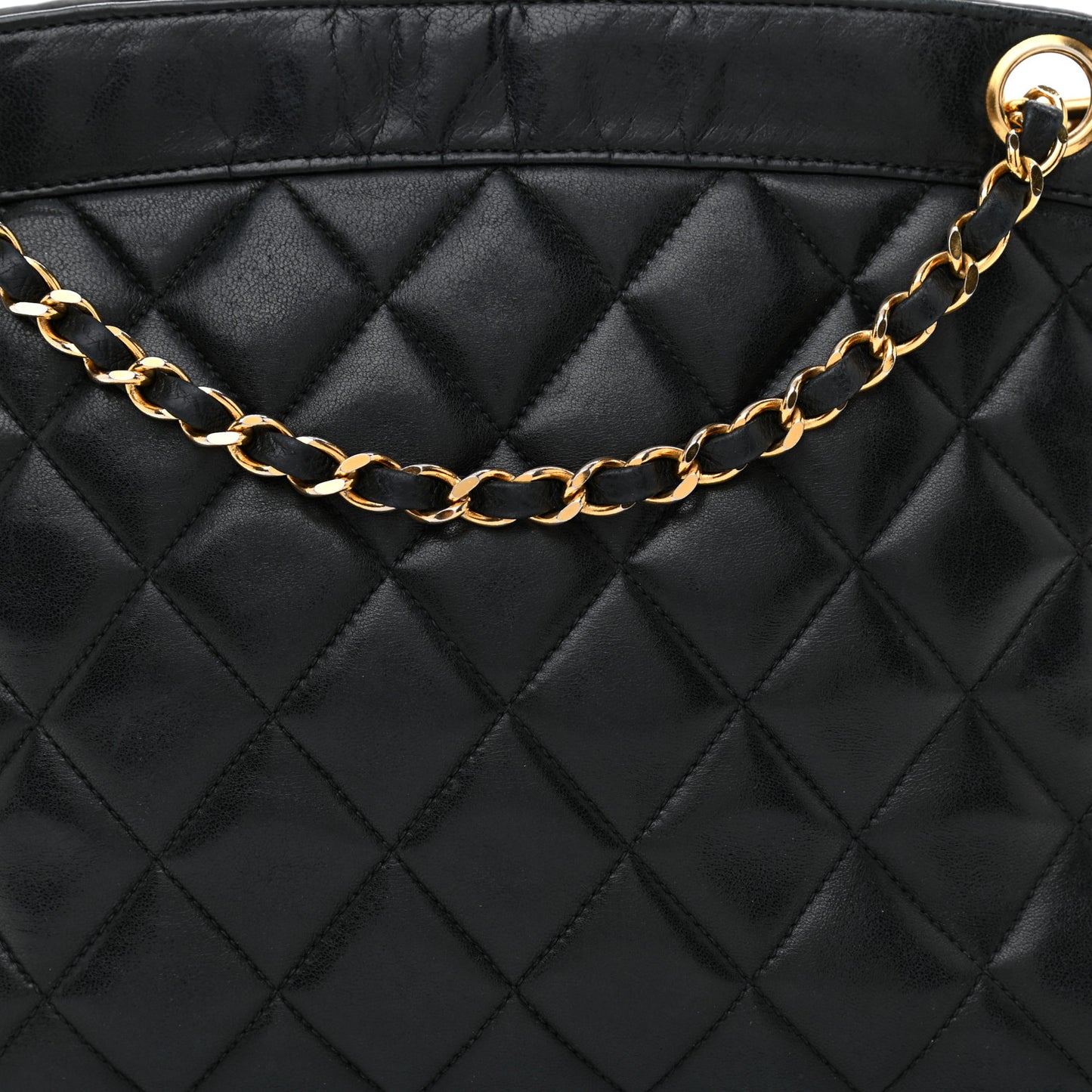 Lambskin Quilted Shoulder Bag Black
