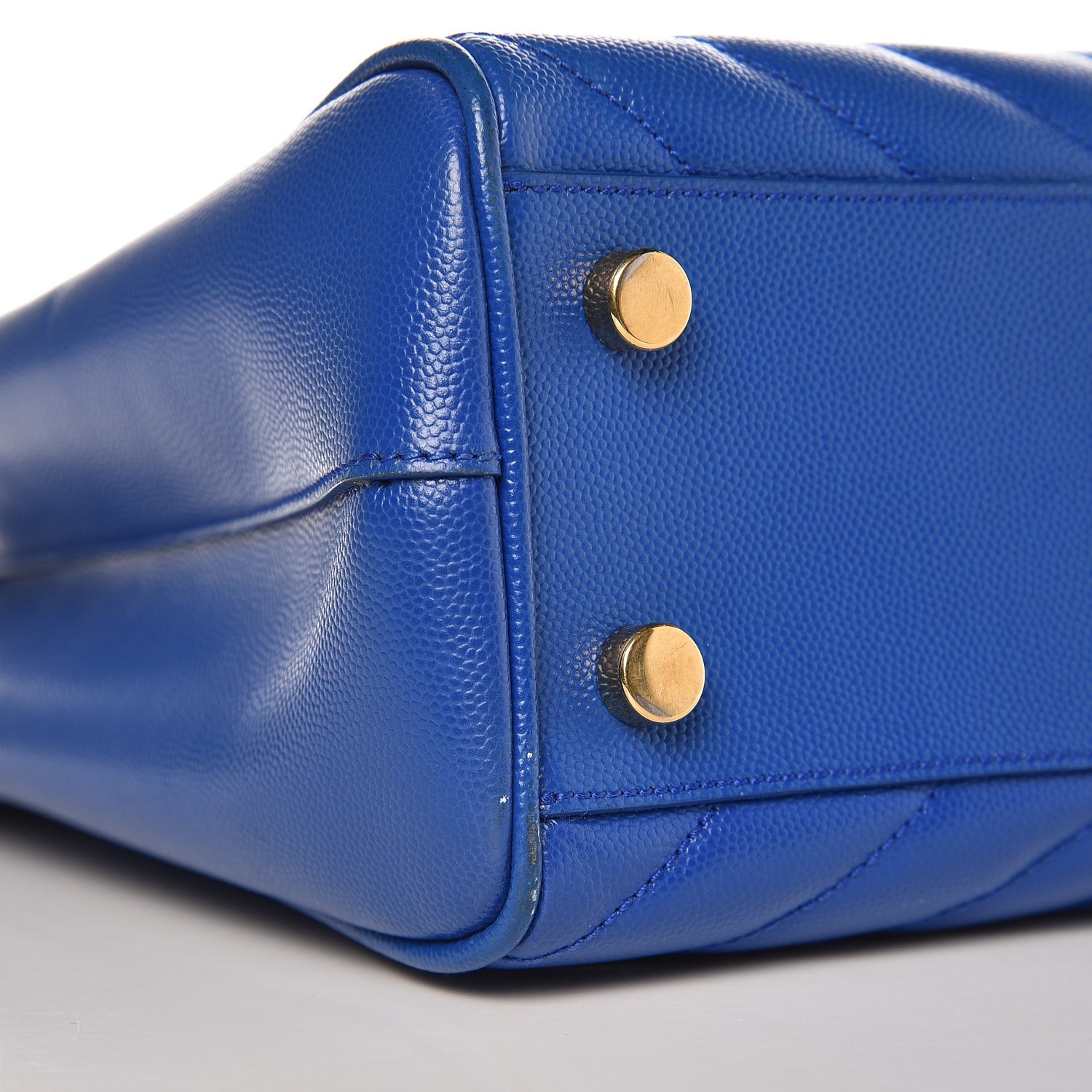 Saint Laurent Grain De Poudre Matelasse Chevron Monogram Shopping Bag Blue Majorelle 9 of 12
