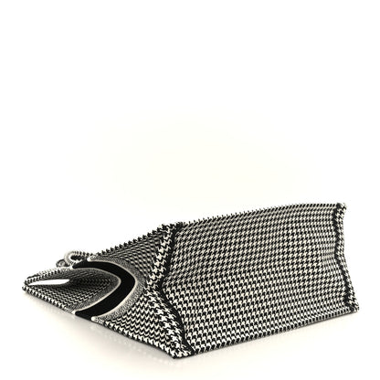 Christian Dior Canvas Houndstooth Embroidered Large Book Tote Black White 4 of 9