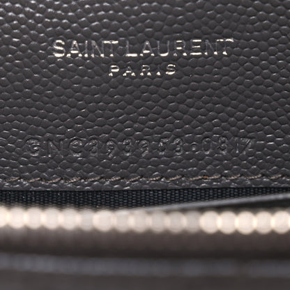 Saint Laurent Grain De Poudre Matelasse Chevron Monogram Envelope Chain Wallet Coal 8 of 17