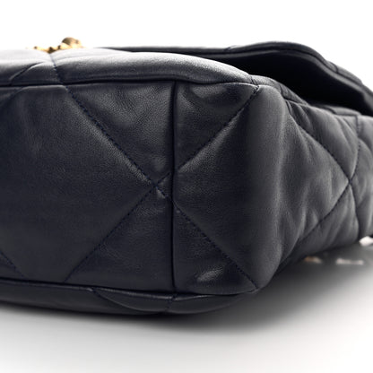 Chanel Goatskin Quilted Large Chanel 19 Flap Dark Blue 10 of 10
