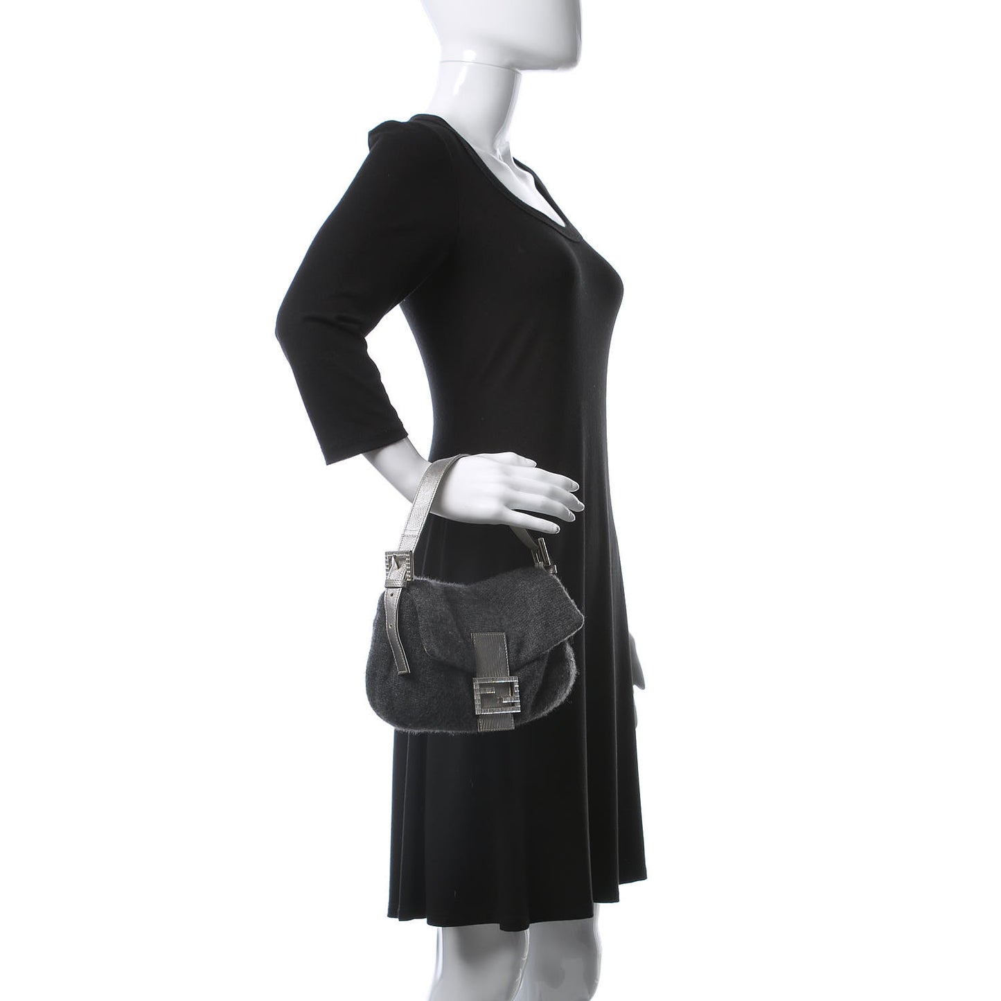 Knit Lizard Crystal Baguette Dark Grey