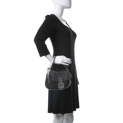 Fendi Knit Lizard Crystal Baguette Dark Grey 2 of 10