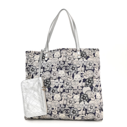 Chanel Nylon Cat Emoticon Tote Navy Silver 1 of 9