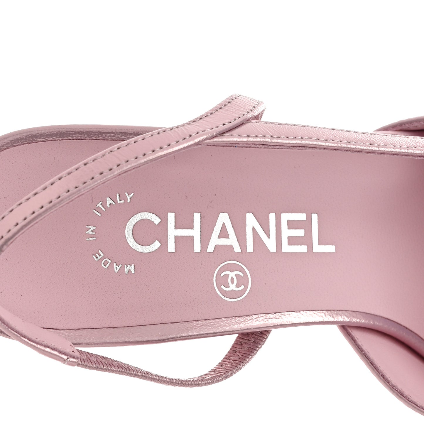 Laminated Lambskin Patent Cap Toe CC Slingback Pumps 37 Light Pink Black
