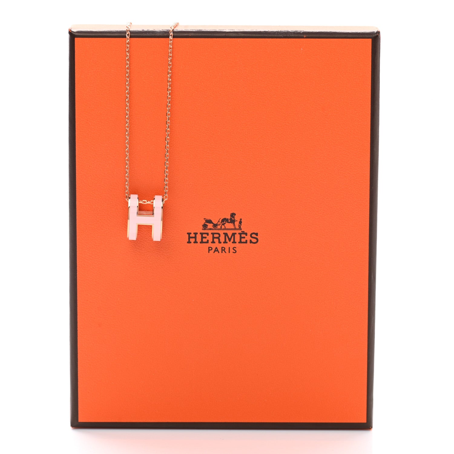 Hermes Lacquered Rose Gold Pop H Pendant Necklace Rose Dragee 8 of 8
