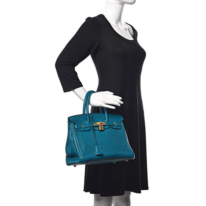 Hermes Taurillon Clemence Birkin 30 Bleu Izmir 2 of 8