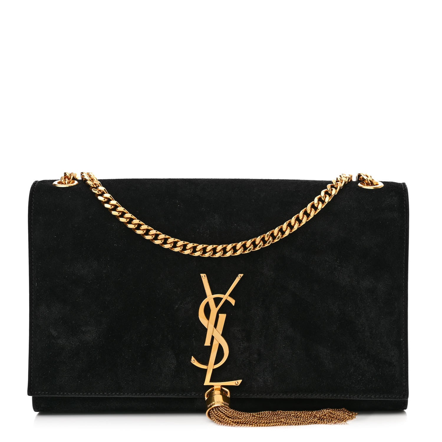 Saint Laurent Suede Medium Classic Monogram Kate Tassel Satchel Black 1 of 12