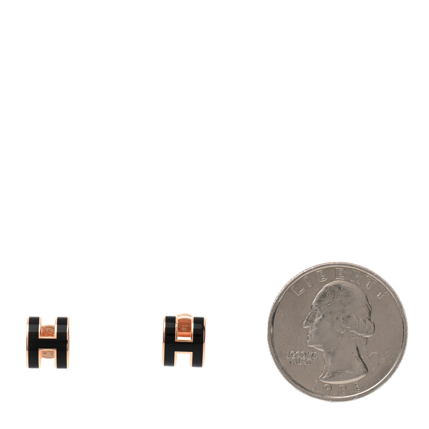 Hermes Rose Gold Lacquered Mini Pop H Earrings Black 2 of 5