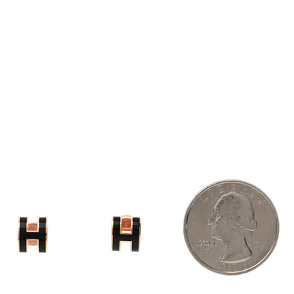 Hermes Rose Gold Lacquered Mini Pop H Earrings Black 2 of 5