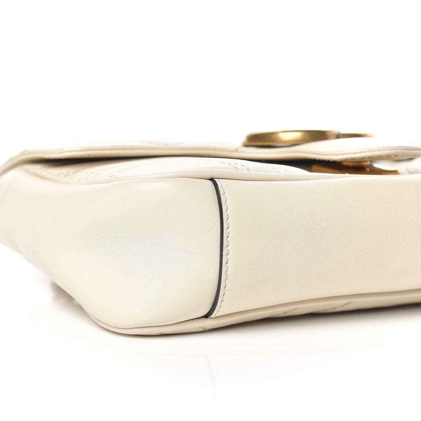 Calfskin Matelasse Mini GG Marmont Shoulder Bag White