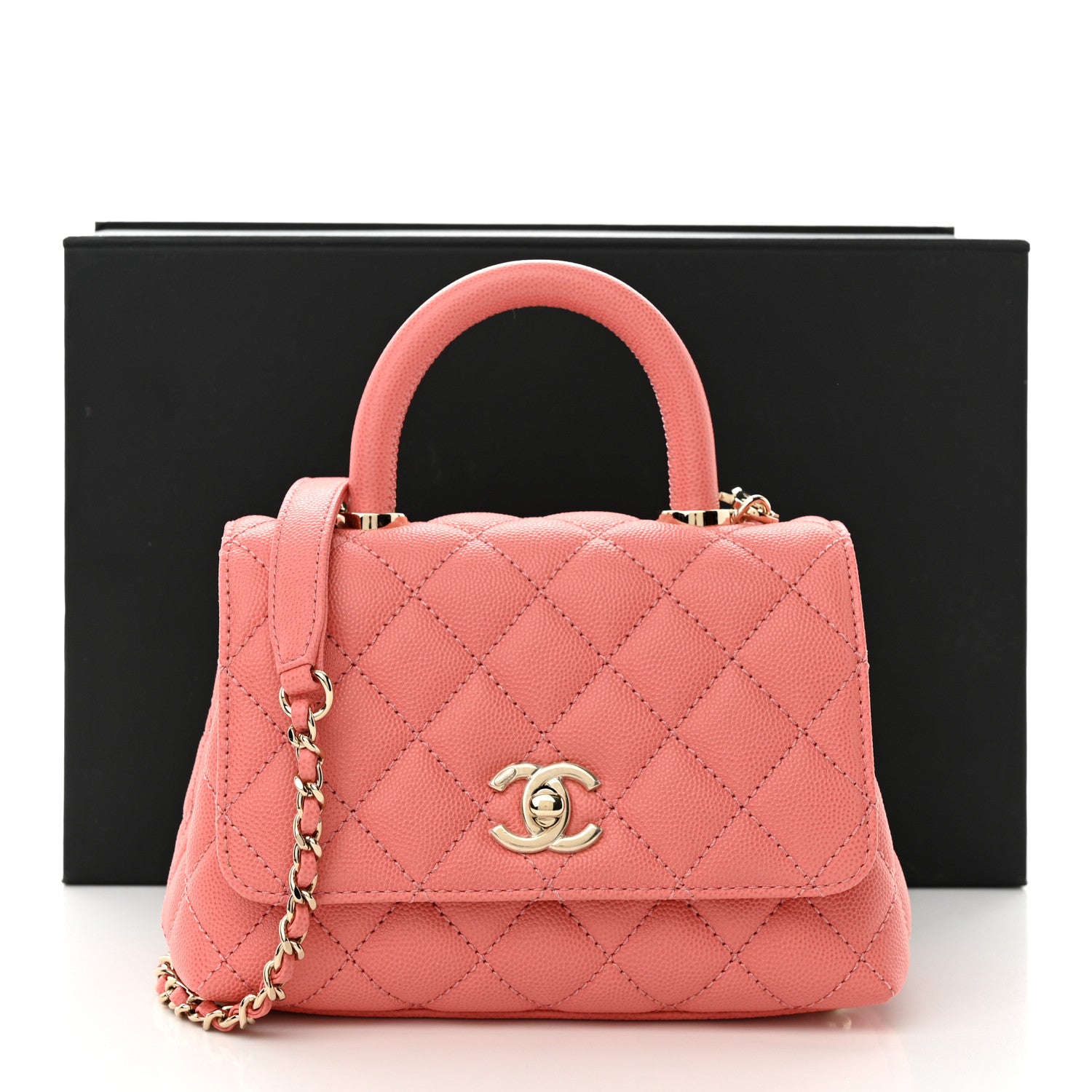 Chanel Caviar Quilted Extra Mini Coco Handle Flap Pink 11 of 11