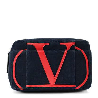 Valentino Garavani Denim Vlogo Belt Bag Blue Red 1 of 9