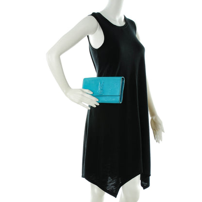 Saint Laurent Textured Patent Calfskin Small Belle De Jour Clutch Turquoise 2 of 7