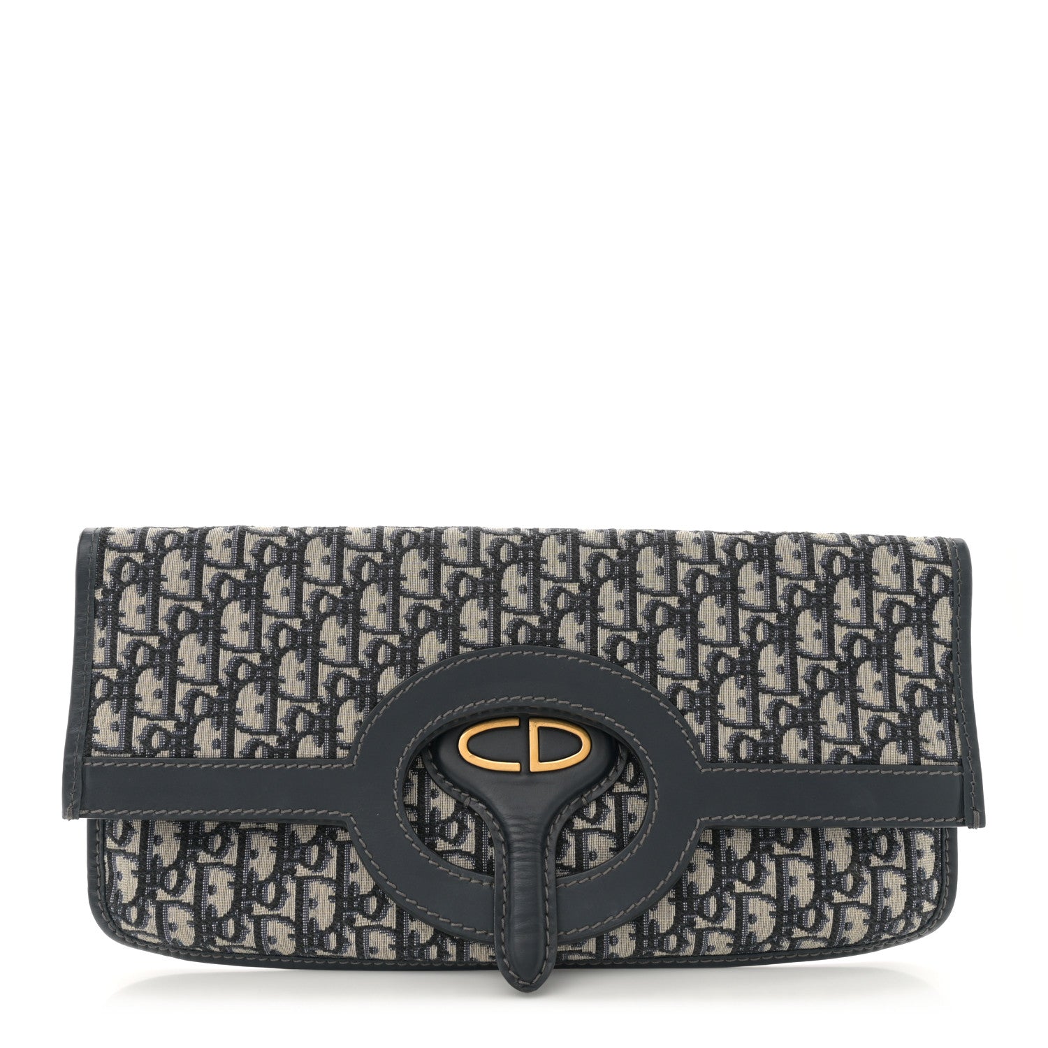 Christian Dior Oblique Fold Over Clutch Blue 1 of 10