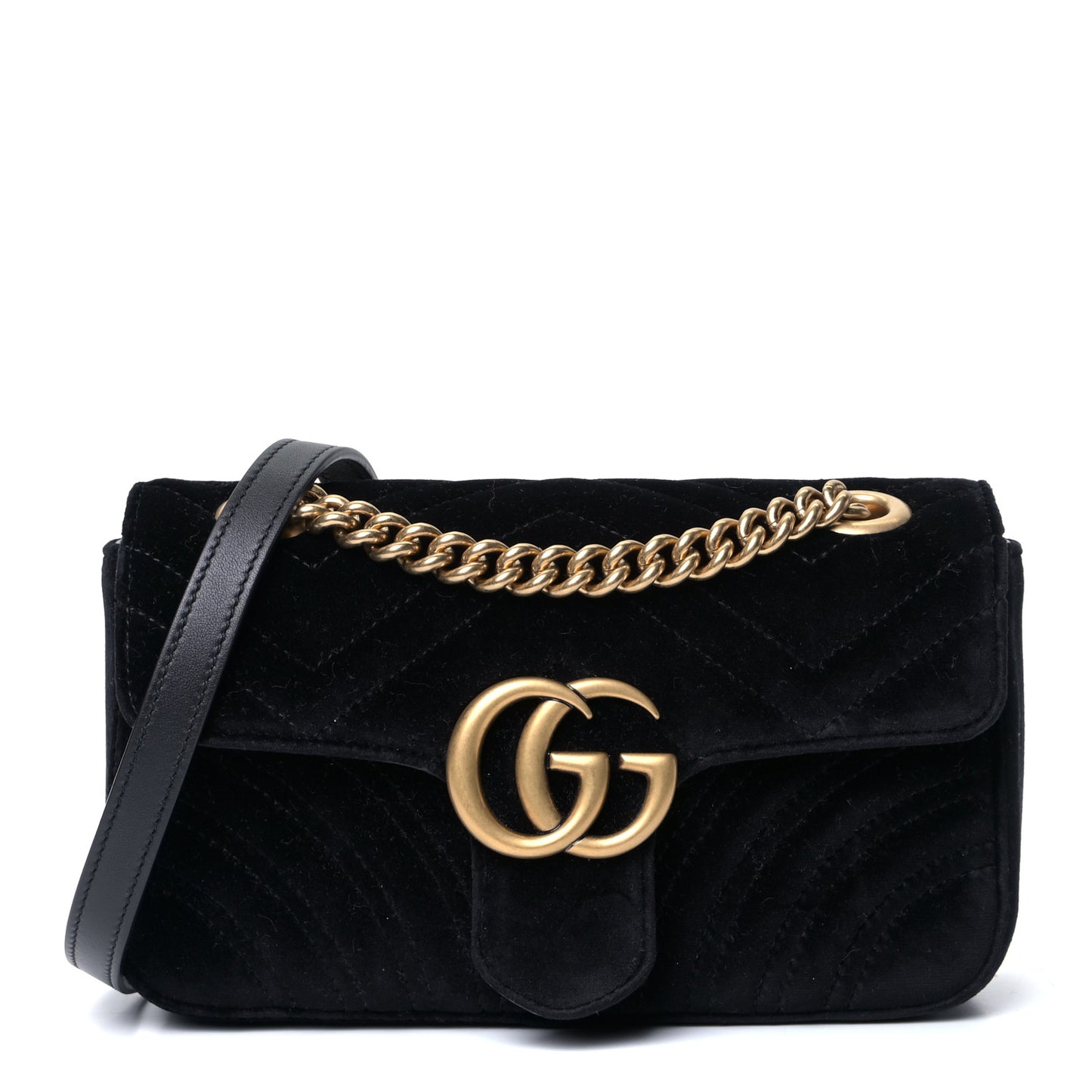 Velvet Matelasse Mini GG Marmont Shoulder Bag Black