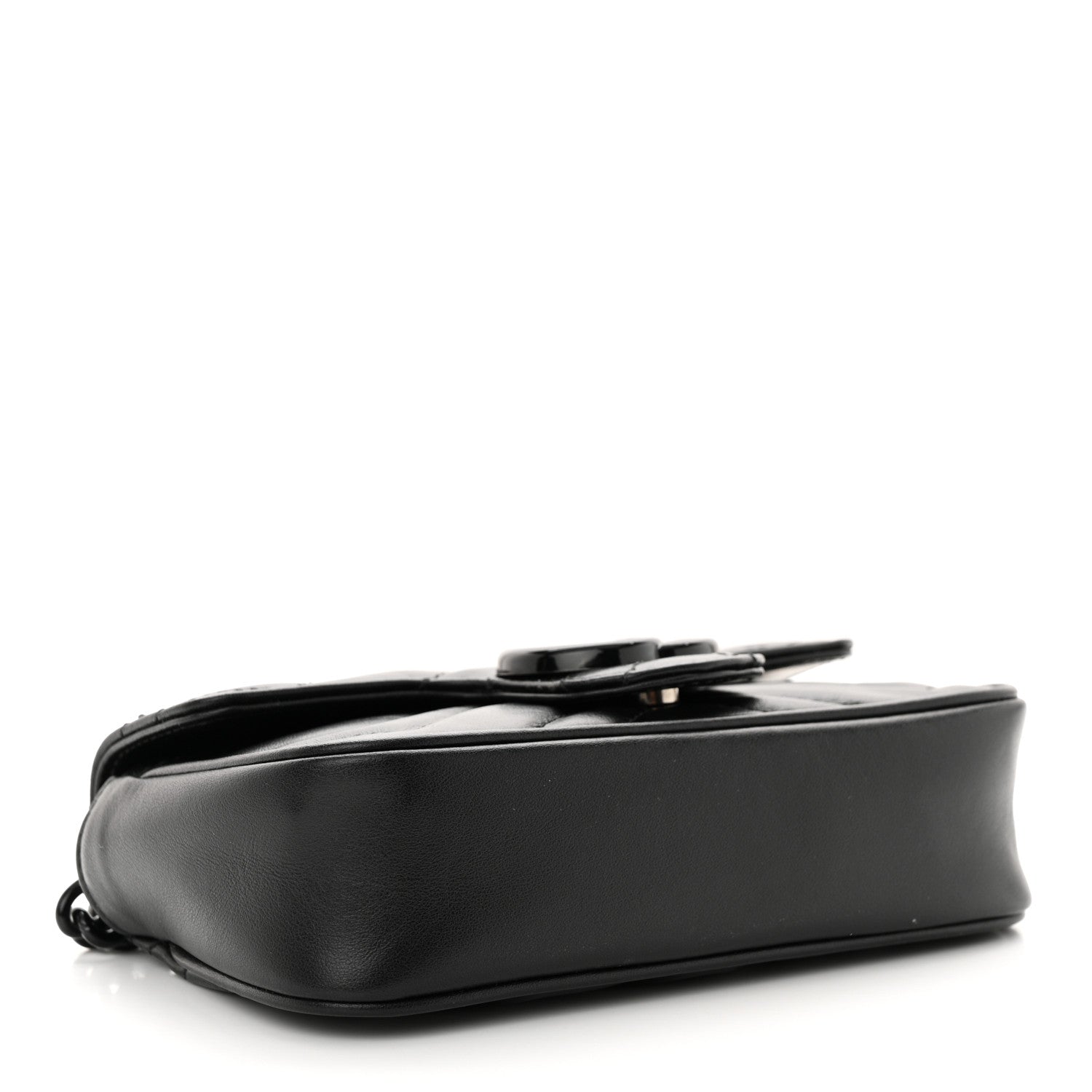 Gucci Calfskin Matelasse Monochrome GG Marmont Chain Belt Bag Black 4 of 13