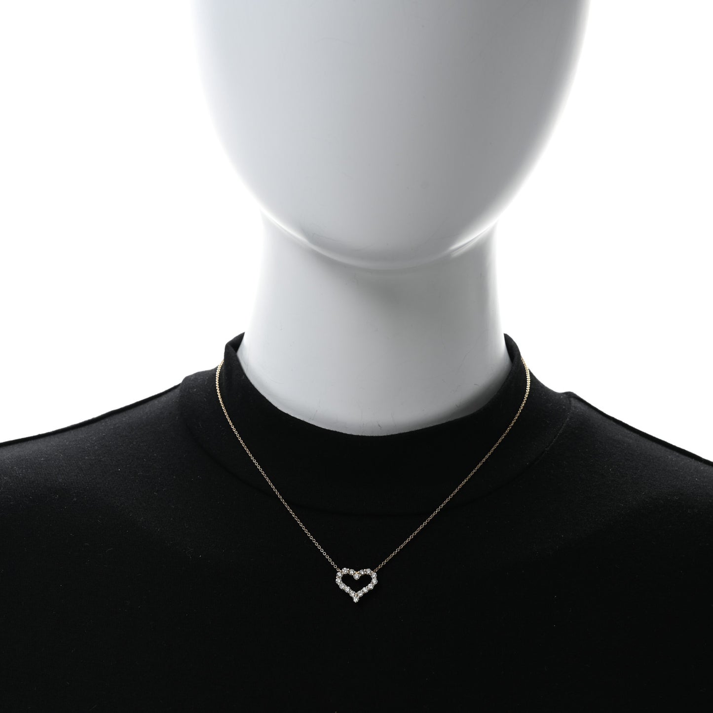 18K Yellow Gold Diamond Small Heart Pendant Necklace