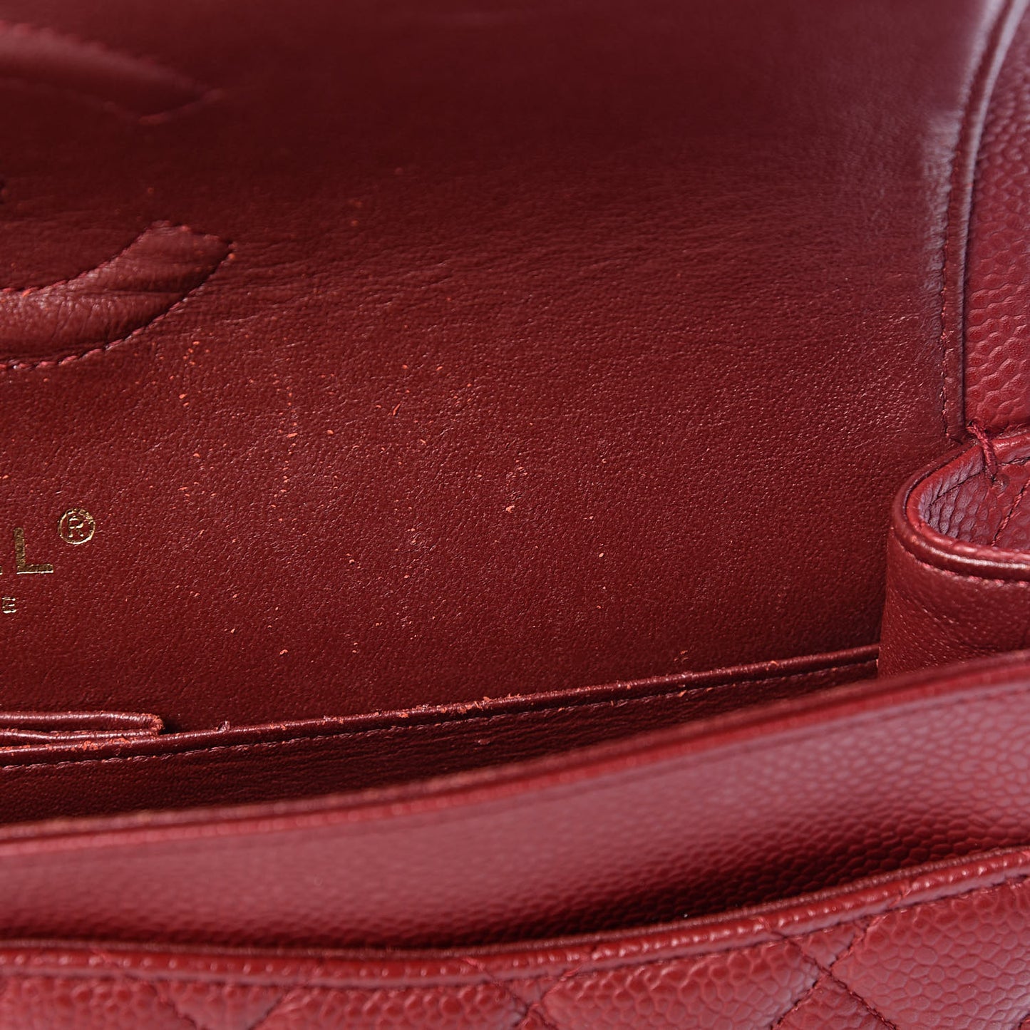 Caviar Quilted Medium Double Flap Red