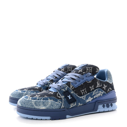 Louis Vuitton Monogram Denim Mens LV Trainer Sneakers 9.5 Blue 3 of 10