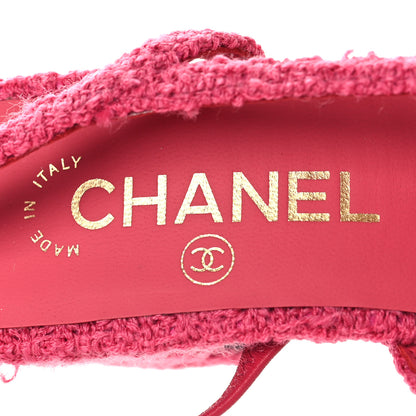 Chanel Tweed Patent Cap Toe CC Slingback Pumps 36.5 Pink Black 9 of 10
