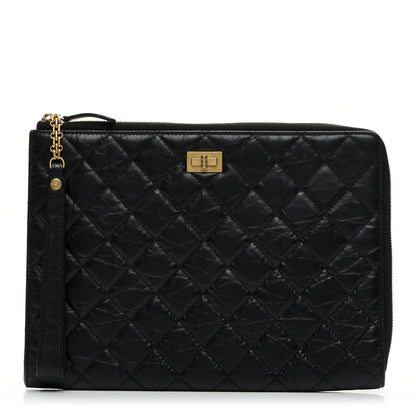 Chanel Aged Calfskin Quilted 2.55 Reissue Pouch With Handle Black 2 of 14
