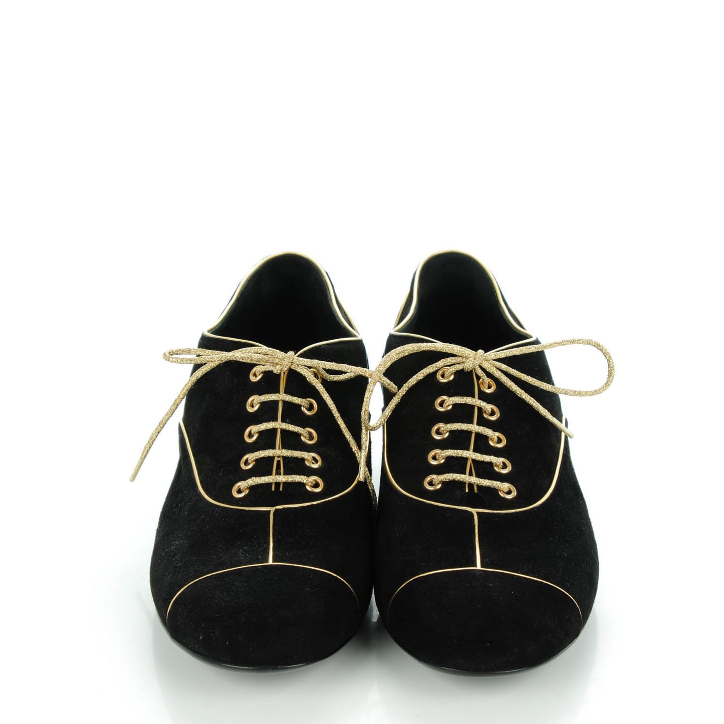 Suede Lace Up Oxfords 40.5 Black Gold